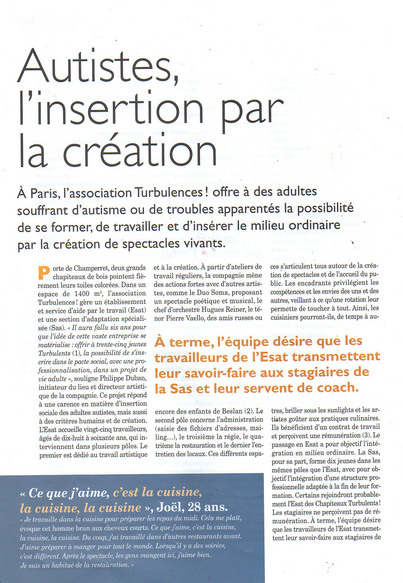 Autisme, l'insertion par la création - Katia Rouff - Lien Social 9 octobre 2008 - N° 900 Autisme, l'insertion par la création - Katia Rouff - Lien Social 9 octobre 2008 - N° 900