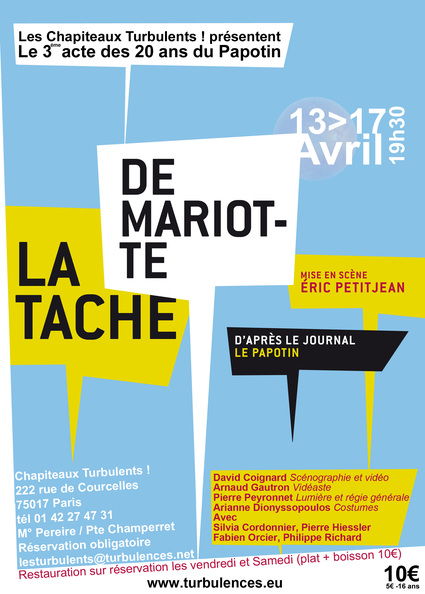 La tache de Mariotte – Eric Petitjean du 13 au 17 avril à 19h30 La tache de Mariotte – Eric Petitjean du 13 au 17 avril à 19h30