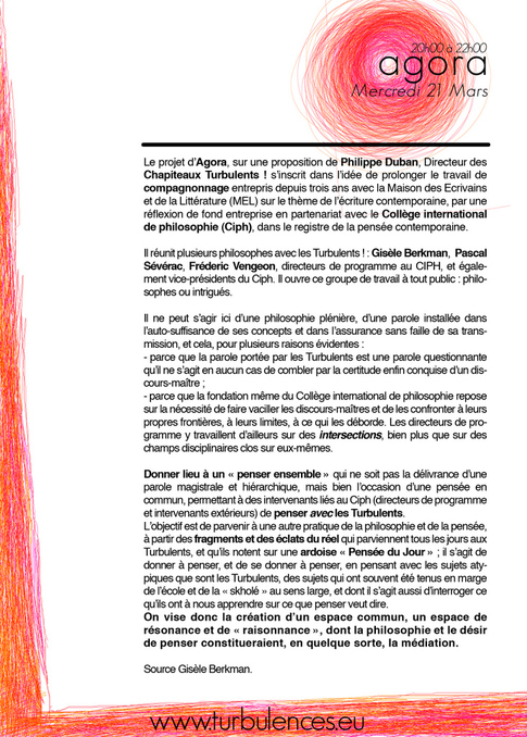 Agora Philosophique - Mercredi 21 mars de 20h à 22h Agora Philosophique - Mercredi 21 mars de 20h à 22h