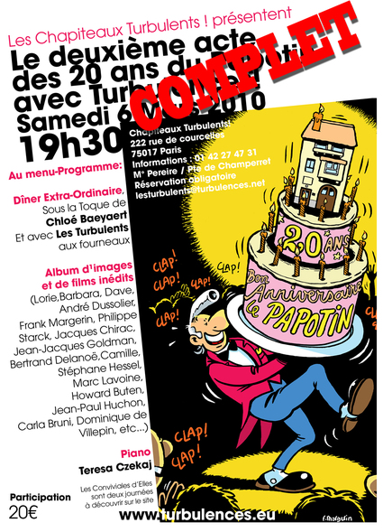 « Les Conviviales » Événement Turbulent ! le 6 et le 8 mars à 19h30 « Les Conviviales » Événement Turbulent ! le 6 et le 8 mars à 19h30
