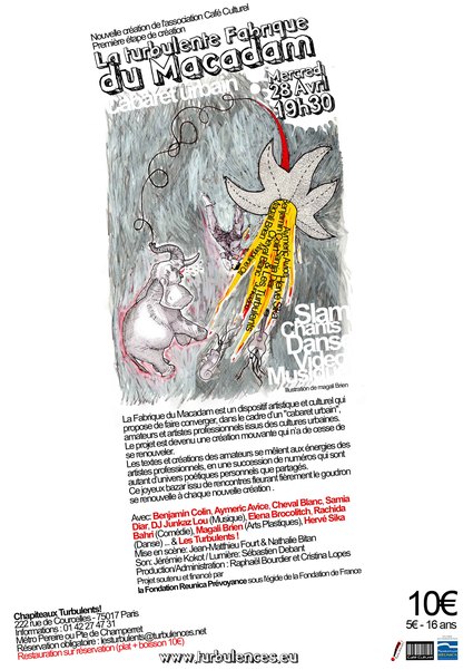 « La Turbulente Fabrique du Macadam » - 1ère étape de création mercredi 28 avril 2010 à 19h30 « La Turbulente Fabrique du Macadam » - 1ère étape de création mercredi 28 avril 2010 à 19h30