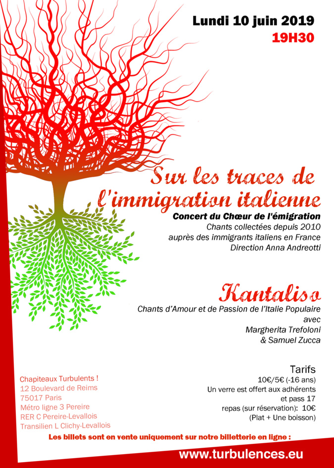 10 juin à 19h30 > KANTALISO Sur les traces de l'immigration italienne