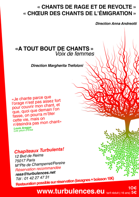 28 mai à 19h - « CHANTS DE RAGE ET DE REVOLTE» Chœur des chants de  l’émigration