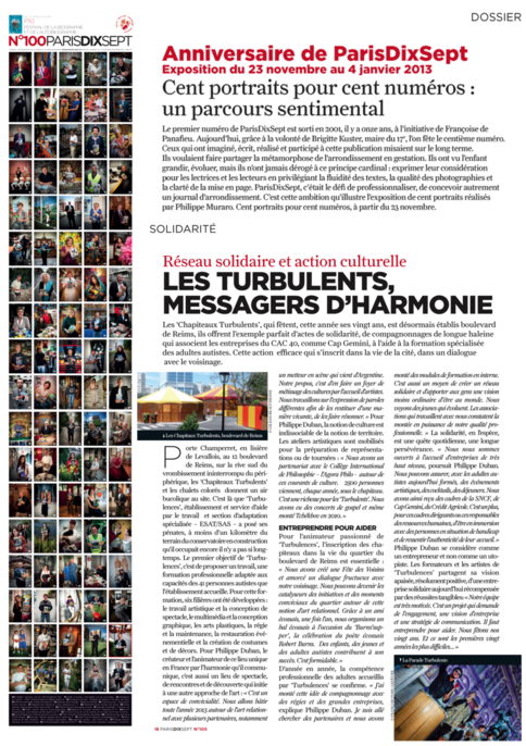 Réseau solidaire et action culturelle N°100 PARIS DIX SEPT