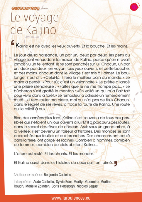 Samedi 23 mars 19h30 | Le voyage de Kalino, conte polyphonique, aux Chapiteaux Turbulents ! Samedi 23 mars 19h30 | Le voyage de Kalino, conte polyphonique, aux Chapiteaux Turbulents !