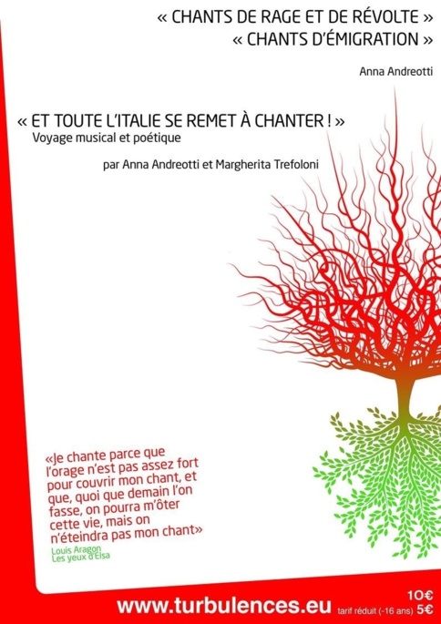 Lundi 20 mai : 19h     SOIREE ITALIENNE AUX CHAPITEAUX TURBULENTS !