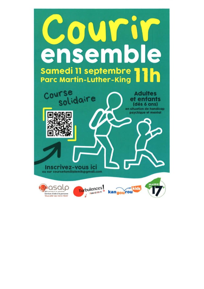 Courir ensemble Samedi 11 sept. Parc Martin-Luther-King