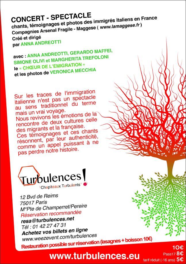 9 juin à 19h - Soirée italienne aux Chapiteaux Turbulents ! Compagnie Arsenal Fragile-Maggese