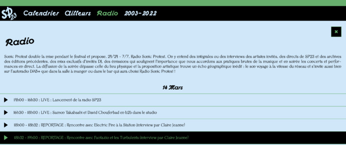 Sonic Protest du 14 mars au 2 avril 2023 Sonic Protest du 14 mars au 2 avril 2023