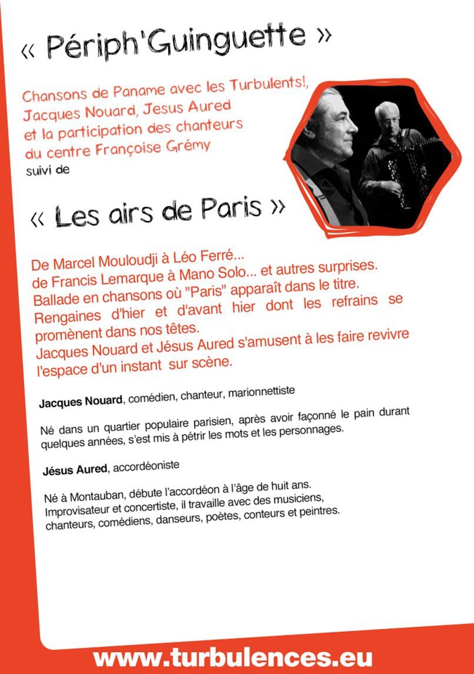 « Périph'Guinguette » et « Les airs de Paris » 23 janvier 2015 à 19h30