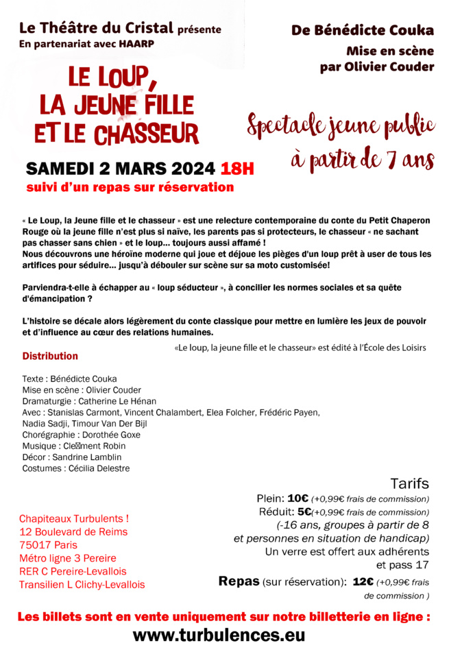 « Le Loup, la Jeune fille et le chasseur » le 2 mars à 18h « Le Loup, la Jeune fille et le chasseur » le 2 mars à 18h