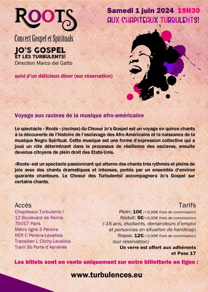 Roots - Concert Gospel & Spirituals Samedi 1er Juin - 19h30 Roots - Concert Gospel & Spirituals Samedi 1er Juin - 19h30