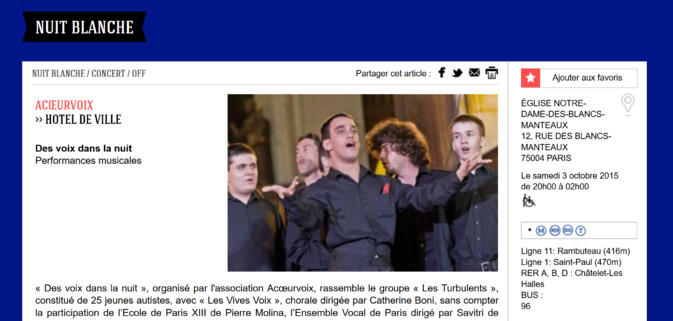 NUIT BLANCHE Le samedi 3 octobre à partir de 20h00 NUIT BLANCHE Le samedi 3 octobre à partir de 20h00