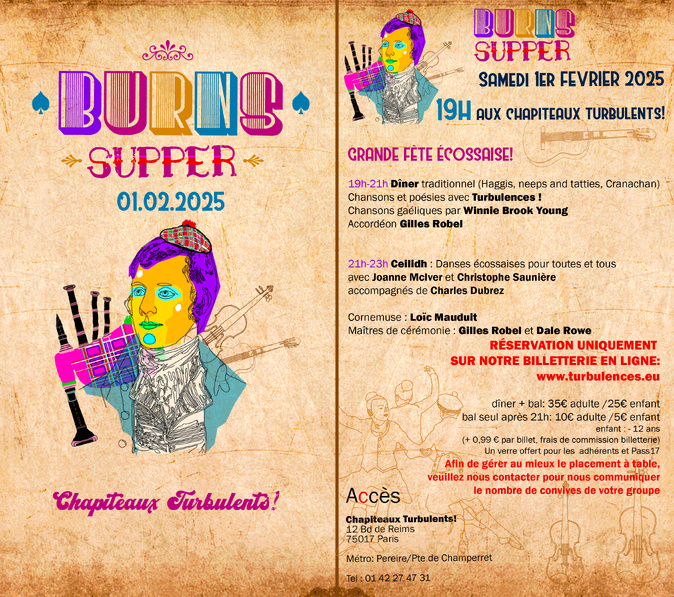 Burns Supper Samedi 1er février 2025 Burns Supper Samedi 1er février 2025