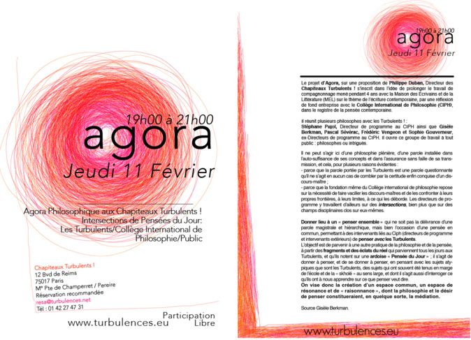 Agora 11 février de 19h à 21h Agora 11 février de 19h à 21h