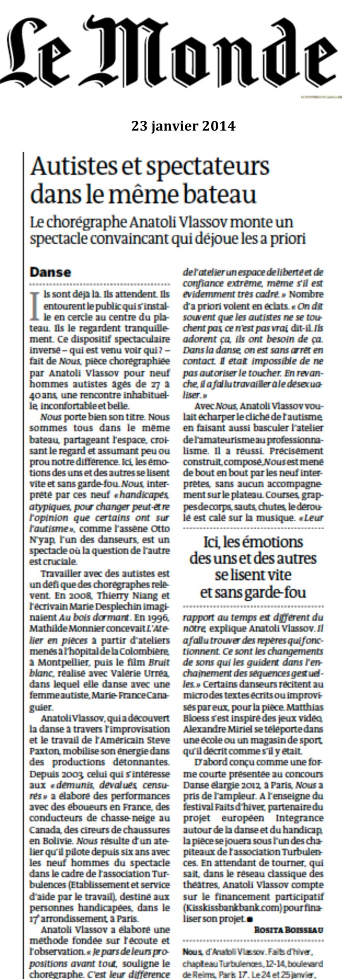 NOUS vendredi 18 et Samedi 19 mars à 19h30 NOUS vendredi 18 et Samedi 19 mars à 19h30