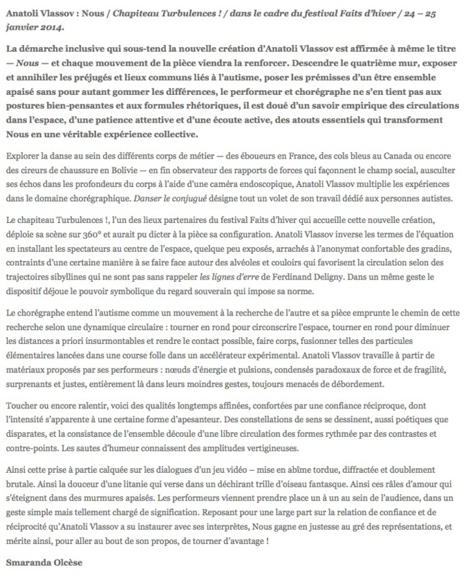 NOUS vendredi 18 et Samedi 19 mars à 19h30 NOUS vendredi 18 et Samedi 19 mars à 19h30