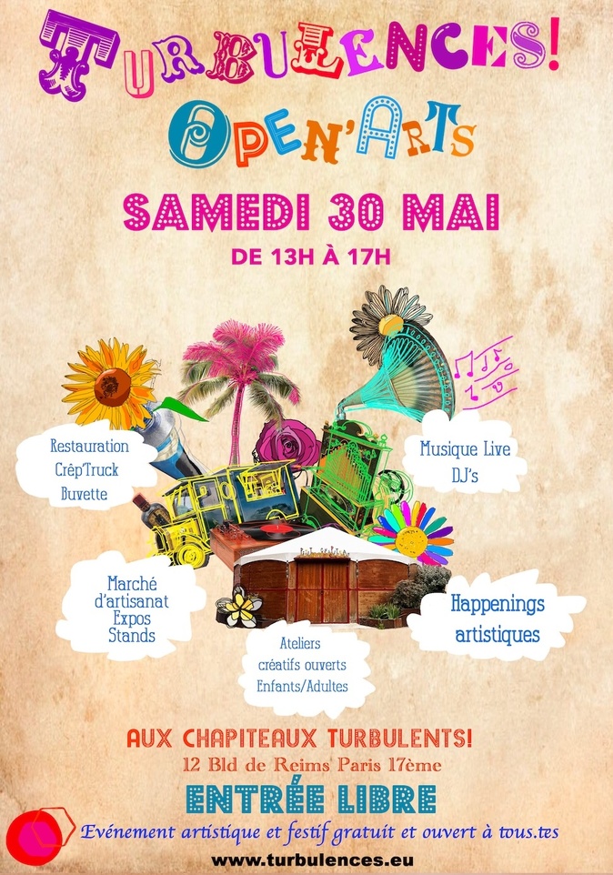 Journée associative Turbulences ! Open’Arts. Samedi 30 mai 2026 de 13h à 17h Journée associative Turbulences ! Open’Arts. Samedi 30 mai 2026 de 13h à 17h