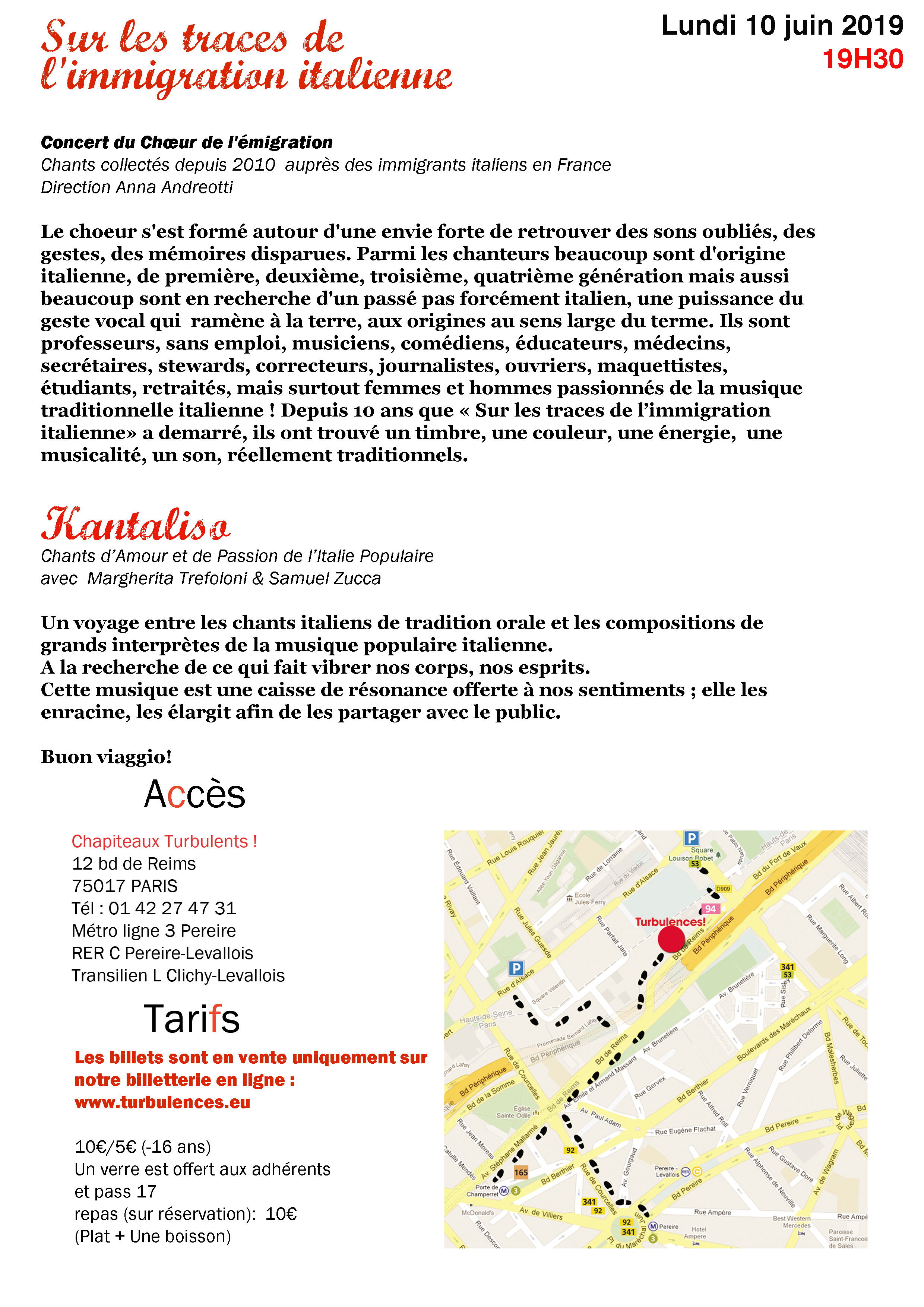 10 juin à 19h30 > KANTALISO Sur les traces de l'immigration italienne