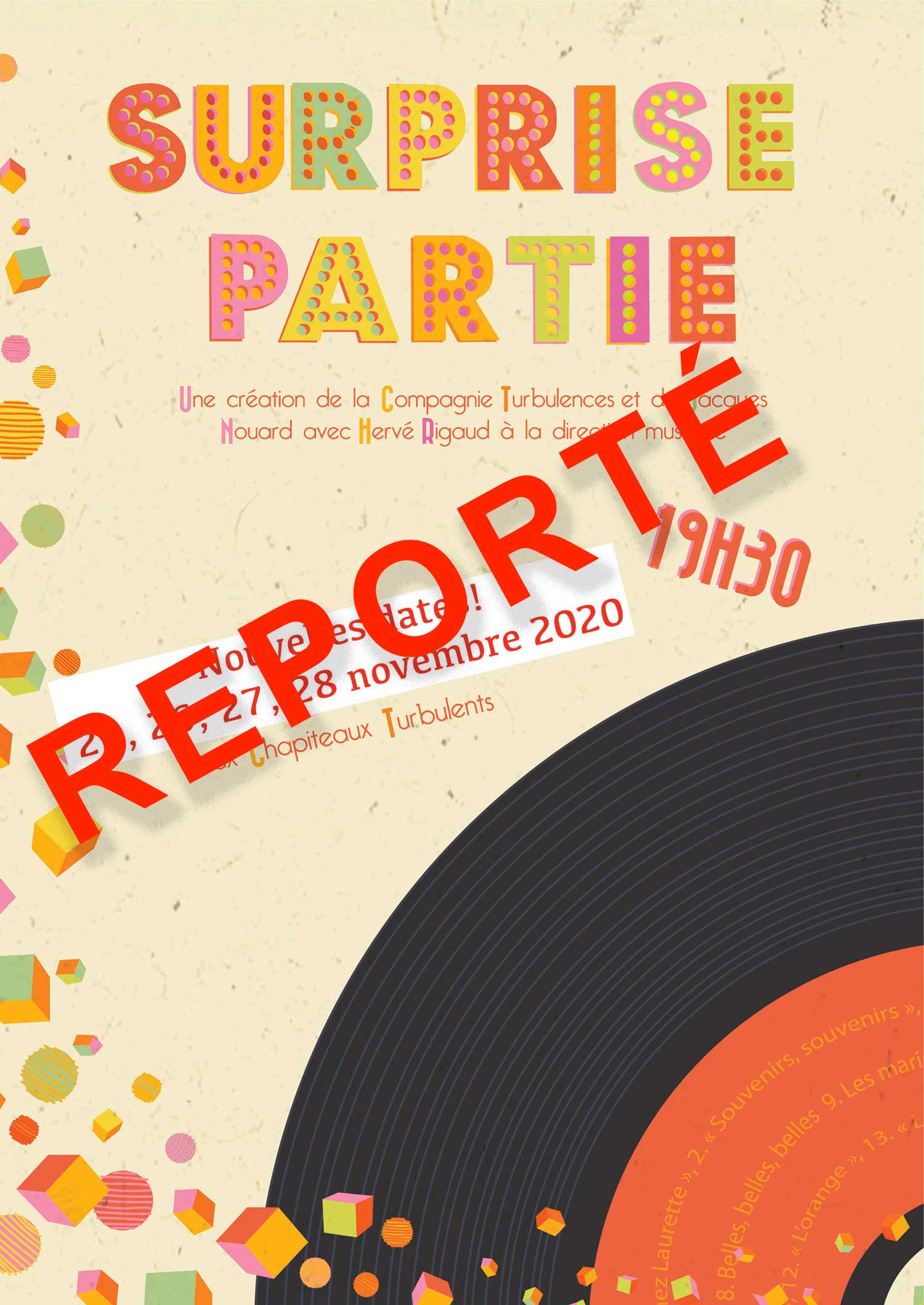​« Surprise Partie » Nouvelles dates :  25, 26, 27, 28 novembre 2020