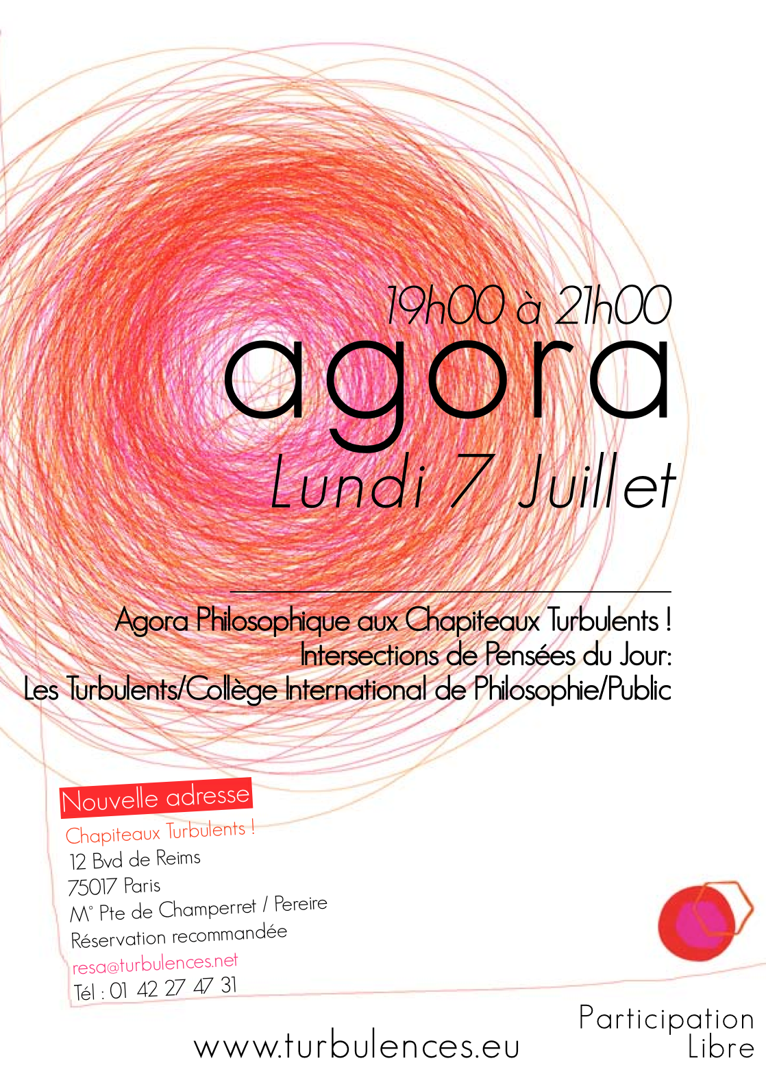 Agora philosophique le 7 juillet de 19h à 21h