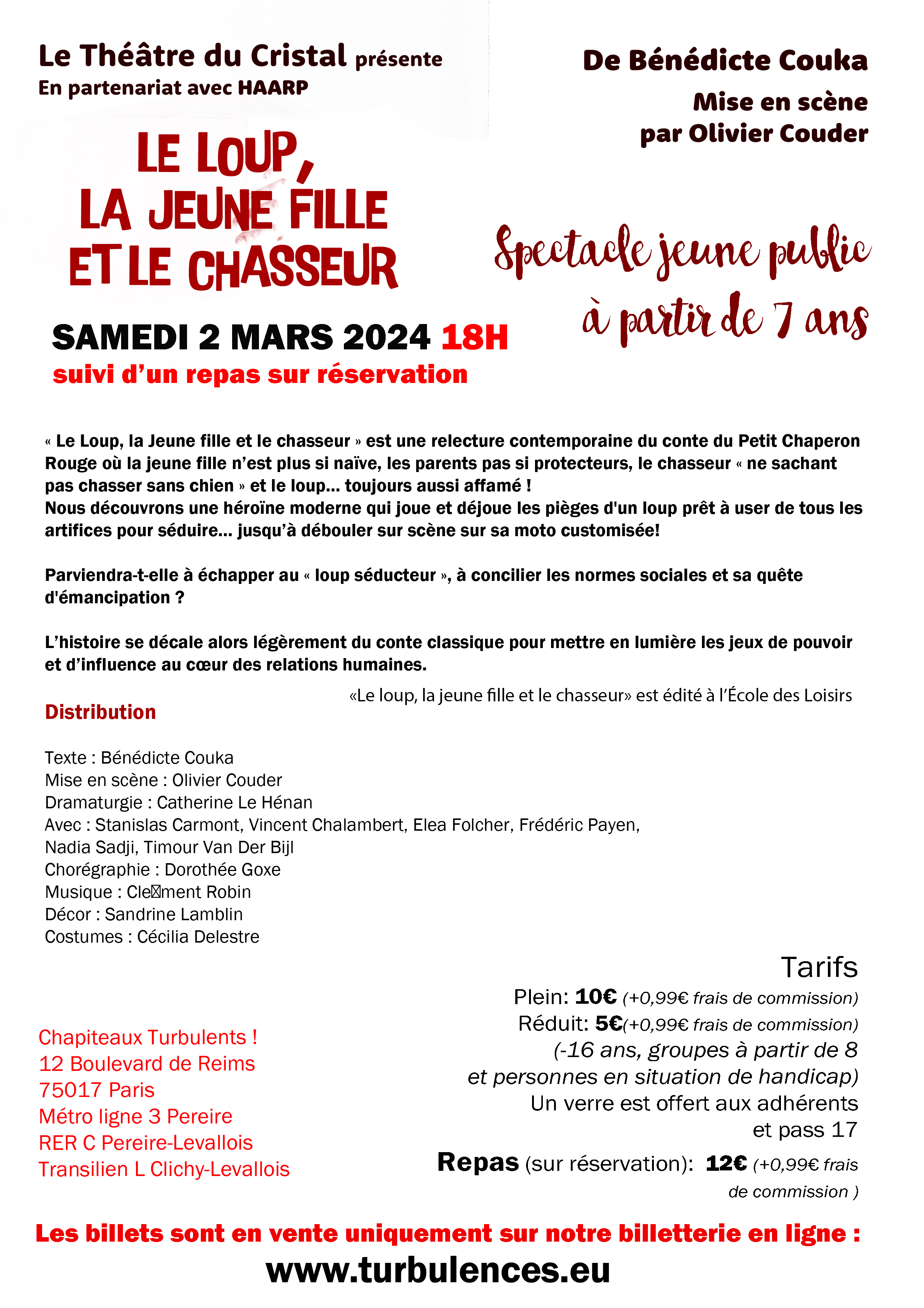 « Le Loup, la Jeune fille et le chasseur » le 2 mars à 18h « Le Loup, la Jeune fille et le chasseur » le 2 mars à 18h