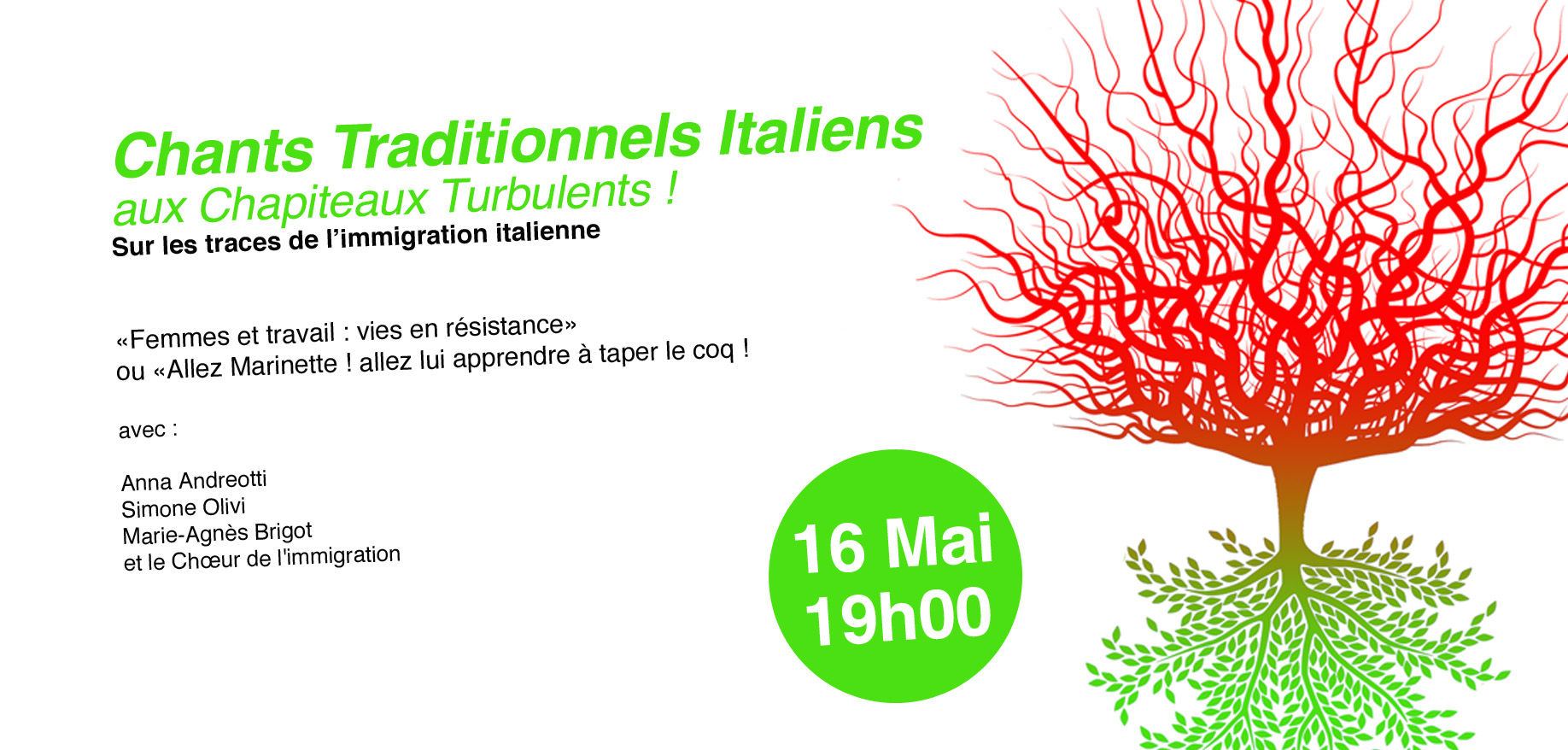 Soirée italienne aux Chapiteaux Turbulents ! 16 mai 2016 à 19h