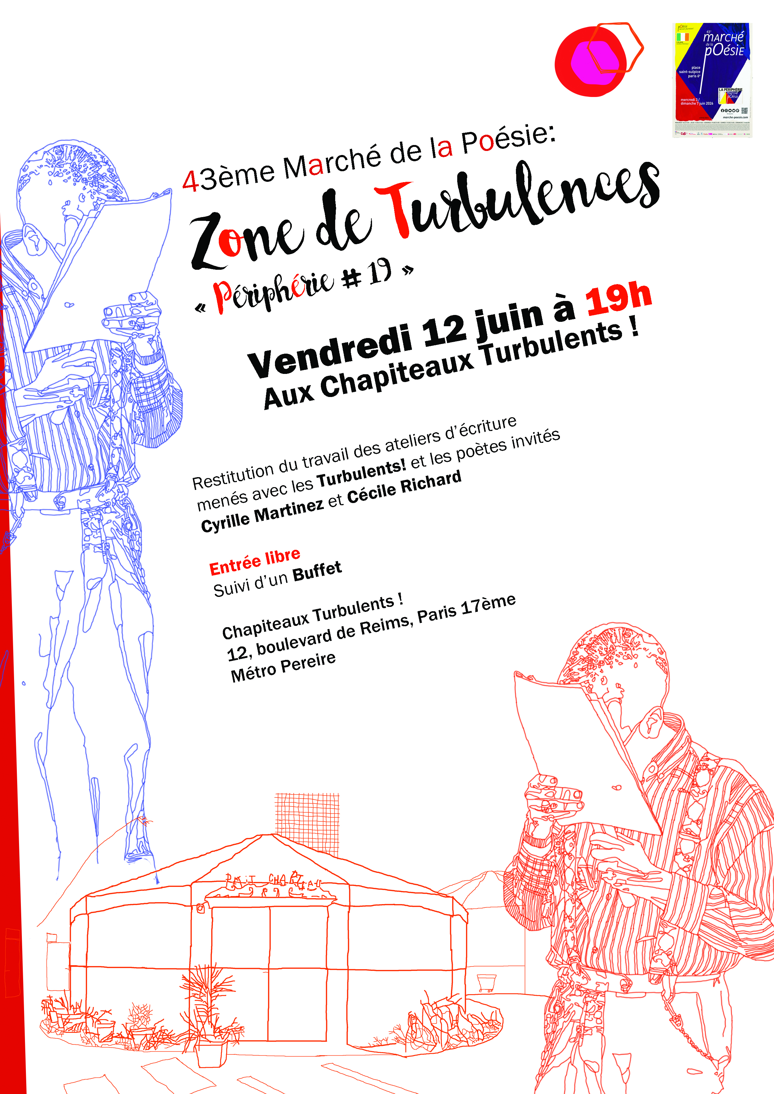 43e Marché de la poésie : Zone de turbulences. Vendredi 12 juin à 19h.